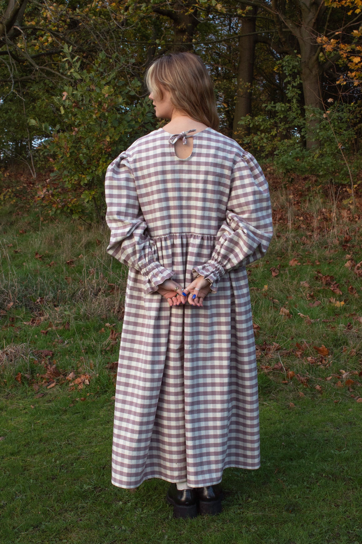 The Margot dress in Grape Gingham